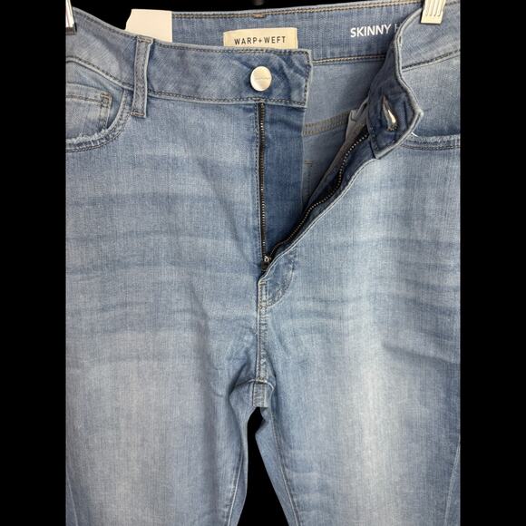 Warp + Weft Skinny High Rise Jeans 14/32 Chambray Stretch Cotton Denim NWT - Picture 4 of 15